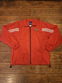 Red and white Adidas Nebraska  Huskies  windbreaker jacket XL