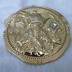 Disney Pirates of the Caribbean Gold Coin Pin with Diamond Stone Collectible