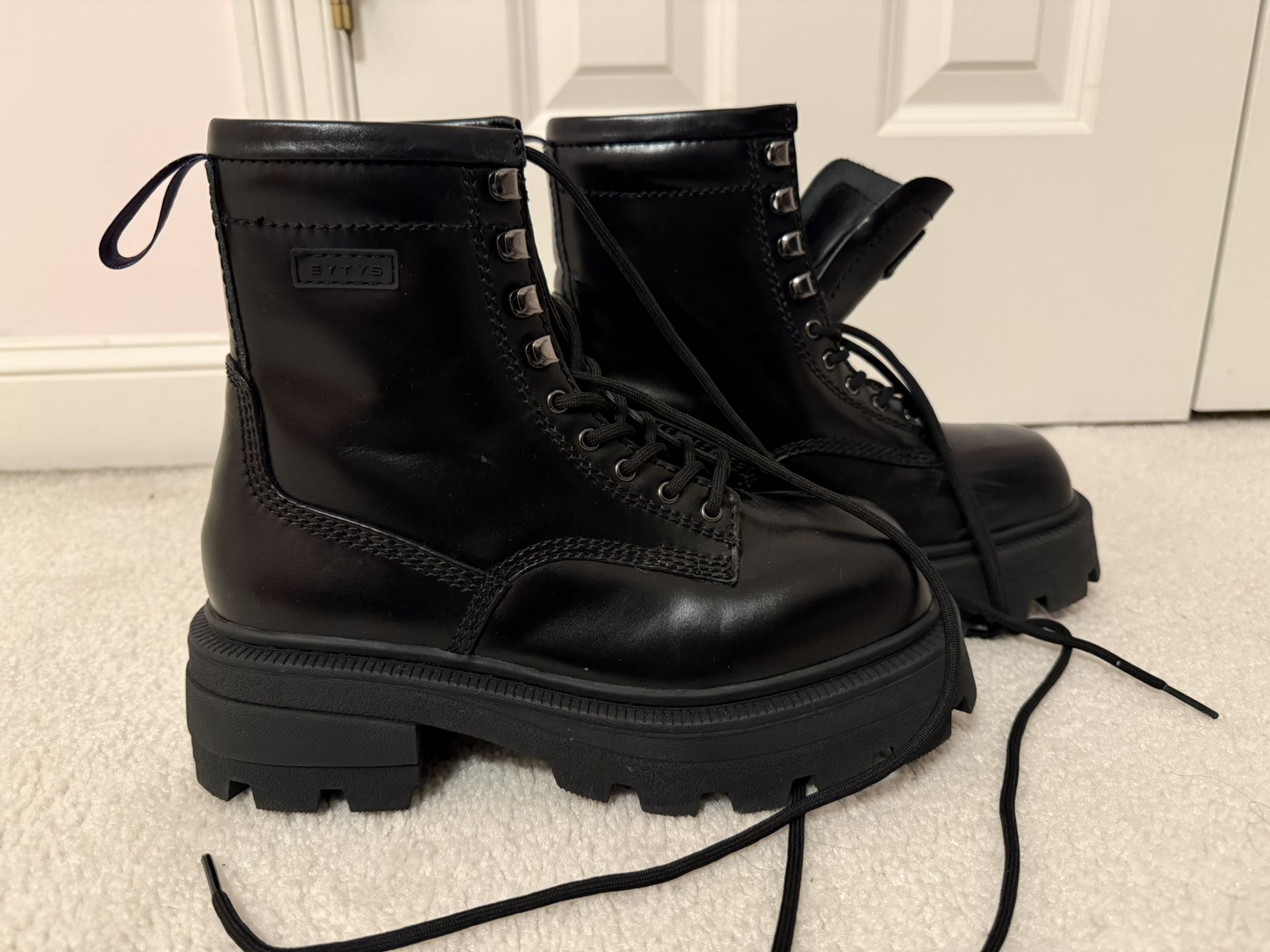 EYTYS Michigan Leather Combat Boots In Black EU Size 38