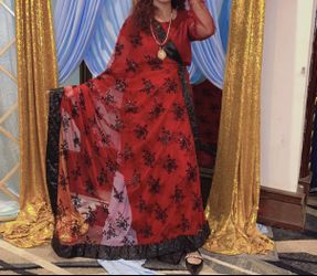 Maroon And Black Saree
