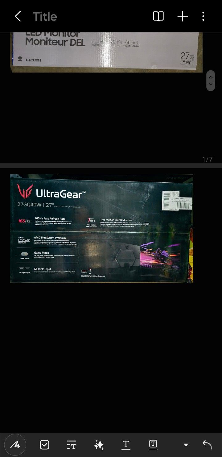 LG UltraGear 27 inch Widescreen FHD Monitor - 27GQ40W-B