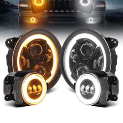 Headlights And Fog Lights Led With Drl Halos 