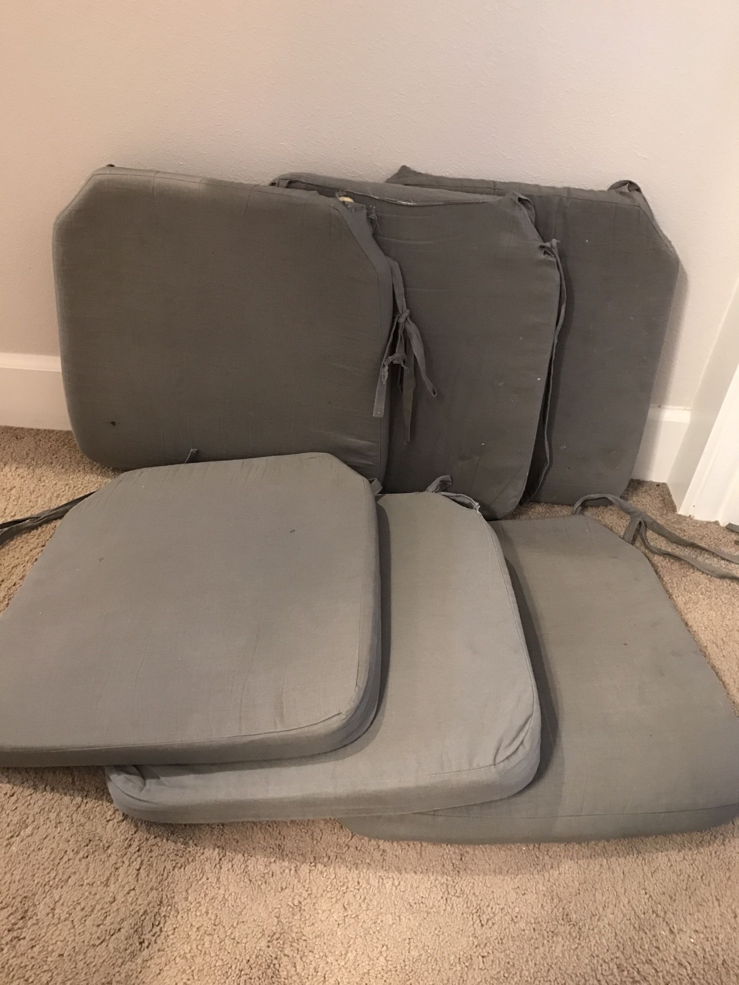 Set 6 Cost Plus World Market Bistro Chair Pads Cushions Grey Gray