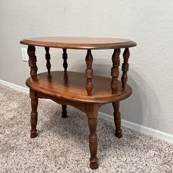 George B Bent Solid Wood Antique Two Tier Maple Colonial Early American Accent End Table