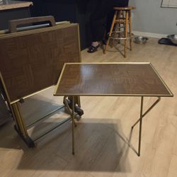 Set Of 6 Vintage Mid Century TV Snack Trays With Holder 