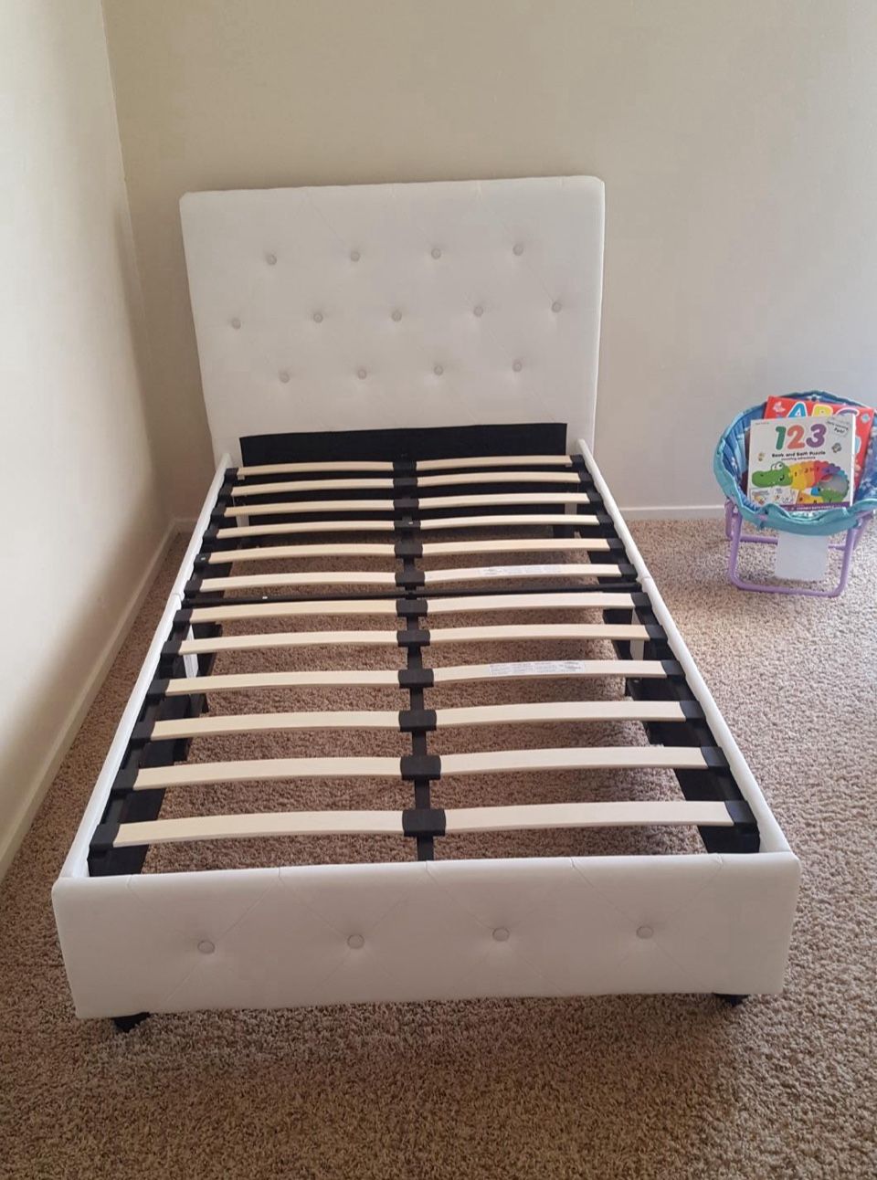 Twin Upholstered Platform Bed – Headboard & Footboard Included | No Box Spring Needed 