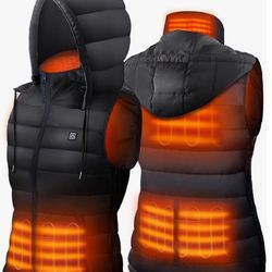 $12 M/L Black Unisex Hooded Electric Heated Vest Adjustable Size (Battery Not Included)