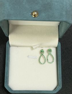.925 Sterling Silver & 18k Yellow Gold 1.00 Ctw Emerald Stud Earrings