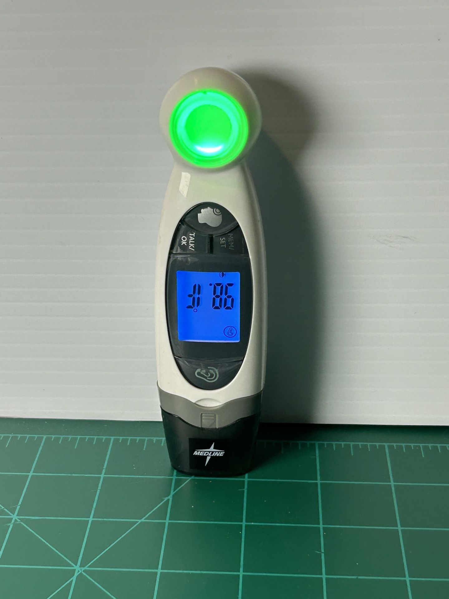 Medline Talking Infrared Digital Thermometer Model MDSTH1002 Ear Or Forehead Use