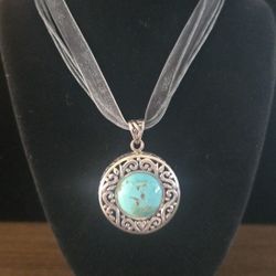 Genuine Blue Turquoise Pendant 