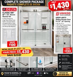¡Claro! 👍 Ya con los precios que me diste, lo pondría así para que se vea profesional y atractivo en Marketplace:  🚿 DELTA CLASSIC 500 + UNIKOO GLAS