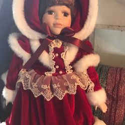 Collections Treasures Porcelain Angelina Christmas Doll.