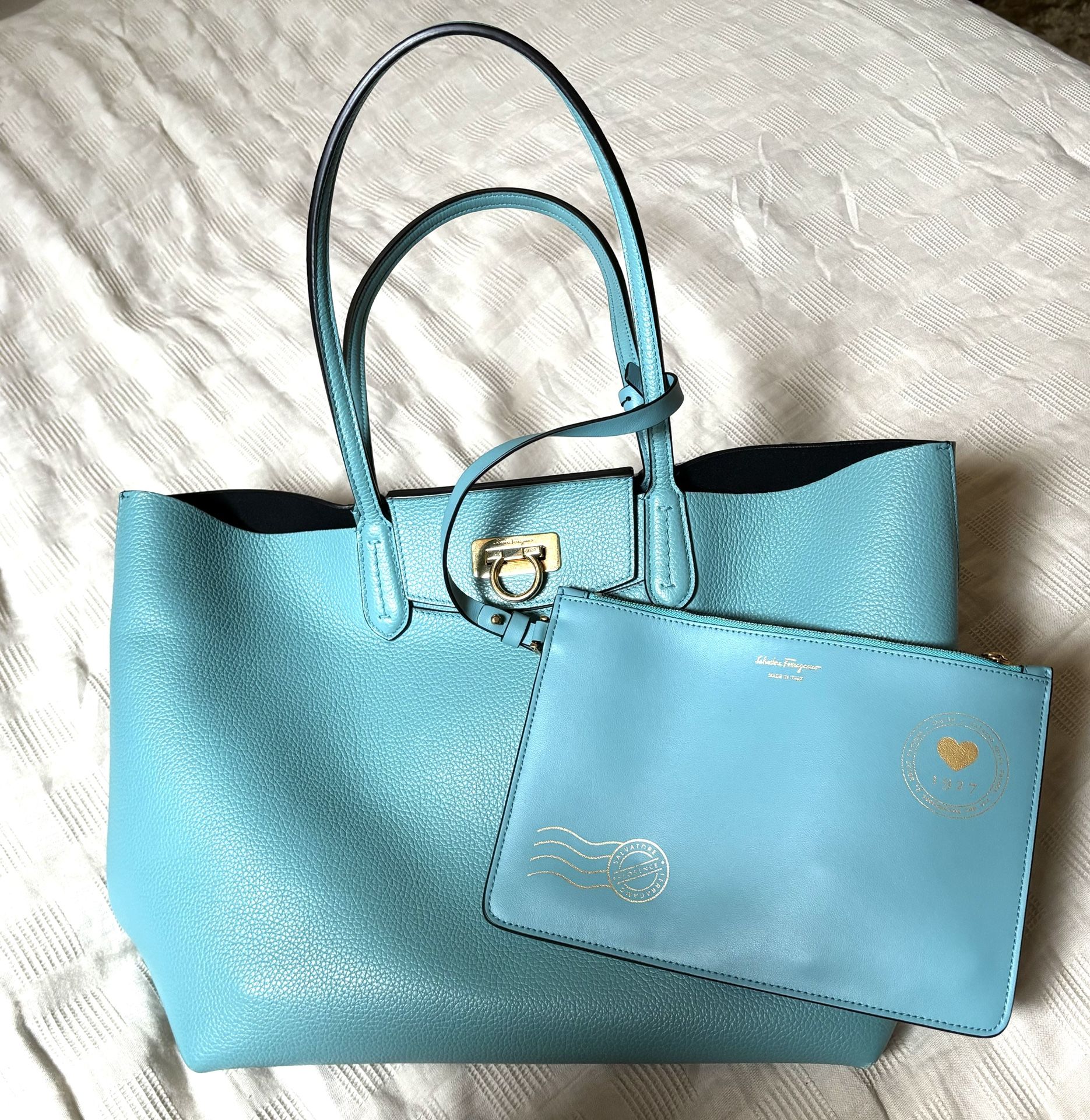 Ferragamo Turquoise Leather Bag