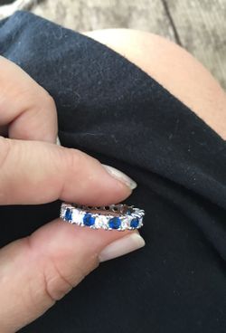 Size 7 silver and sapphire ring