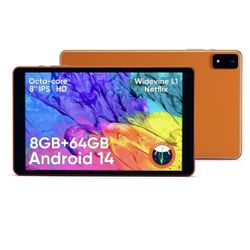8 inch Tablet, Metal Body Octa-Core Processor Android 14 Tablet , 8GB RAM, 4000mAh Battery, 64GB Sto