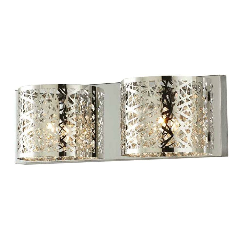 Carterton 2-Light Chrome Vanity Light with Crystal Accents