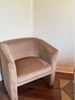 Vernon Upholstered Barrel Chair - Light Brown Velvet