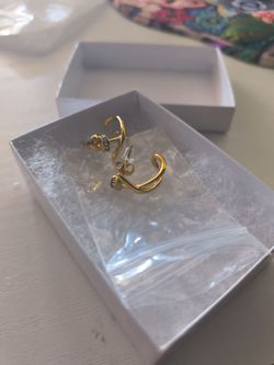 Gold Hoop Earrings with Crystal Detail