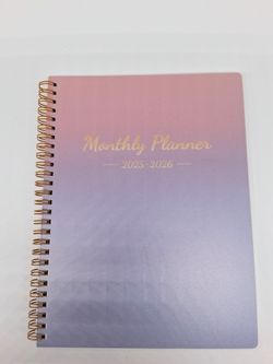 2025-2026 Monthly Planner Pink and Purple Gradient Spiral Bound