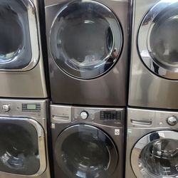 LG SET STEAM WASHER AND ELECTRIC DRYER STAINLESS STEEL