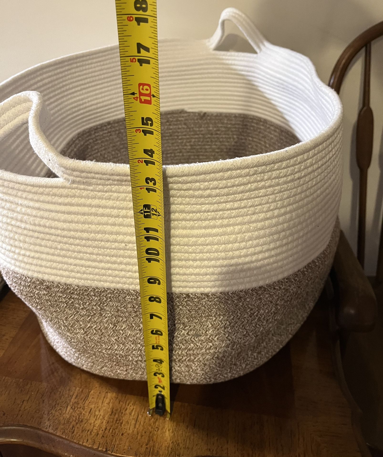 Extra Large Decorative Woven Cotton Rope Basket - 22 Inches