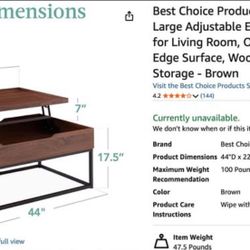 Lift Top Coffee Table ( 44 inch), Pick up at Loma Linda