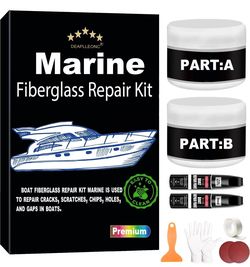  Premium Marine Fiberglass Repair Kit for Boats, Boat Gel Coat Repair Kit - Includes 2 Pcs of Boat Paint, Which Can Quickly Repair Holes, Chips and De