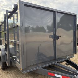 New Grey 8x4x12 Smooth Walls Hydraulic Dump Trailer With Mounted Tool Holders 🔥