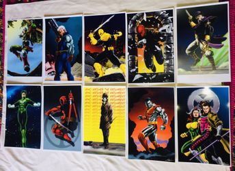 Lot 10 COMIC CON DEADPOOL WATCHMEN ACTION FIGURE Signed ART PRINT •• Not Poster Size ••