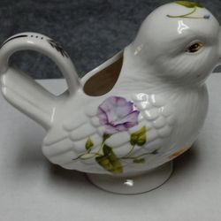 Grace Teaware Chicken Creamer With Flowers Butterfly