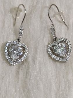 Fashion Sterling Silver Heart Drop Earrings