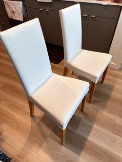 Set of 2 White Fabric IKEA Dining Chairs