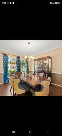 Dining table 6 chairs and Hutch