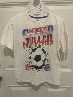 USA Soccer Federation youth XL graphic t-shirt white red blue soccer ball