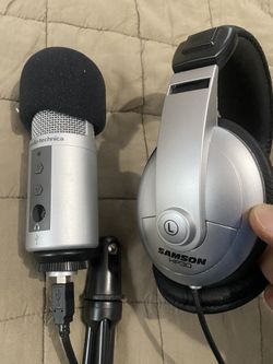 Audio  Technica Microphone And Samson Headphone 