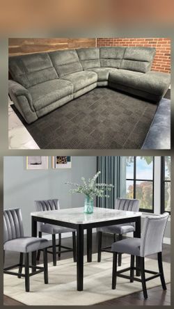 On sale! Brand new power reclining sectional and dining room set 