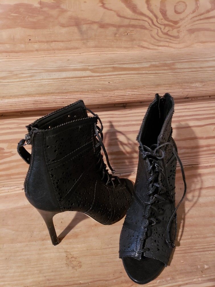 Black Open Toe Booties
