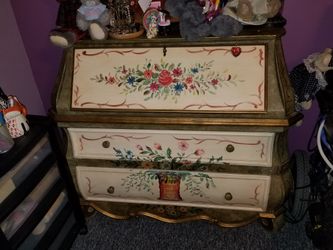 Dresser with desk pull down area