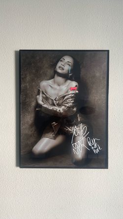 Signed Framed Black and White Sade Portrait Photo Print