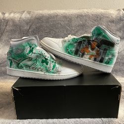 Nike Air Jordan 1 Mid White Wolf Grey Isaiah Thomas Boston Celtics Size 12 Ds 