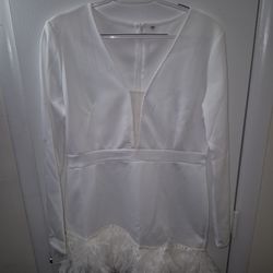 Deep V-line Mini Feather Dress BRAND NEW In Package 