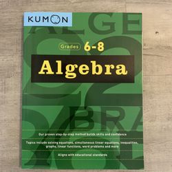NEW Kumon 6-8 Grade Algebra Workbook 