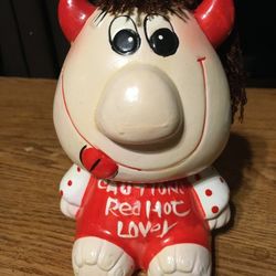 Caution Red Hot Lover Devil Piggy Bank