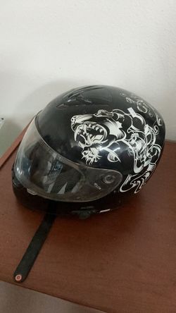 Black Motorcycle Helmet with Graphic Design