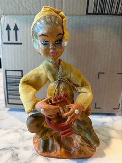 Tilso Elf Pixie Figurine Playing Harp - Hong Kong