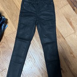 Black Jean With Leather Look