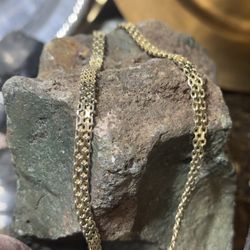 ✨ Italian  20” 18.6g 5-6mm .925 MILAR Sterling Silver Gold-Plated Chain – Fancy Double Curb Link, Made in Italy