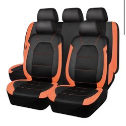 Leather Seat Covers, Breathable Universal Car Seat Cover Full Set for Cute Women Girly,5mm Composite Sponge Inside,Airbag Compatible Fits Most Auto,SU