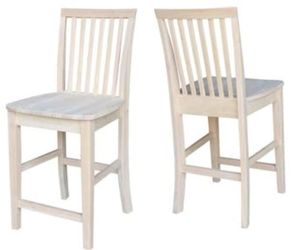 Set Of 2 International Concepts 24-Inch Mission Counter Height Stool, Unfinished 265-24