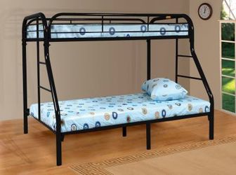 TWIN/FULL METAL BUNK BED WITH MATTRESSES NEW
